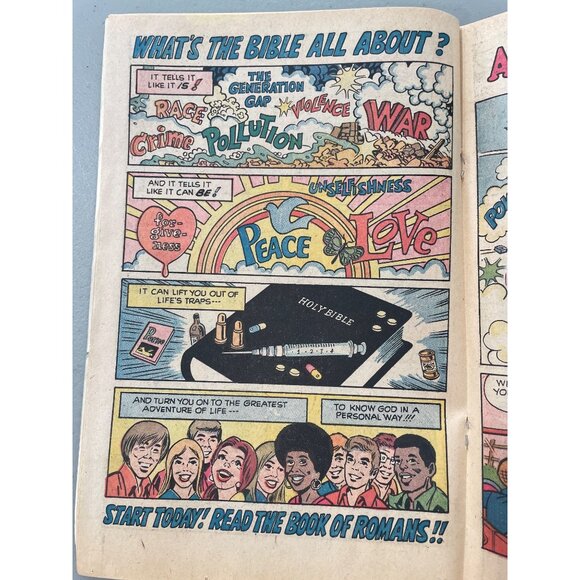 Spire Christian Comics Archies One Way 1973 Red Car Cover Vintage Bagged Boarded - Picture 5 of 8